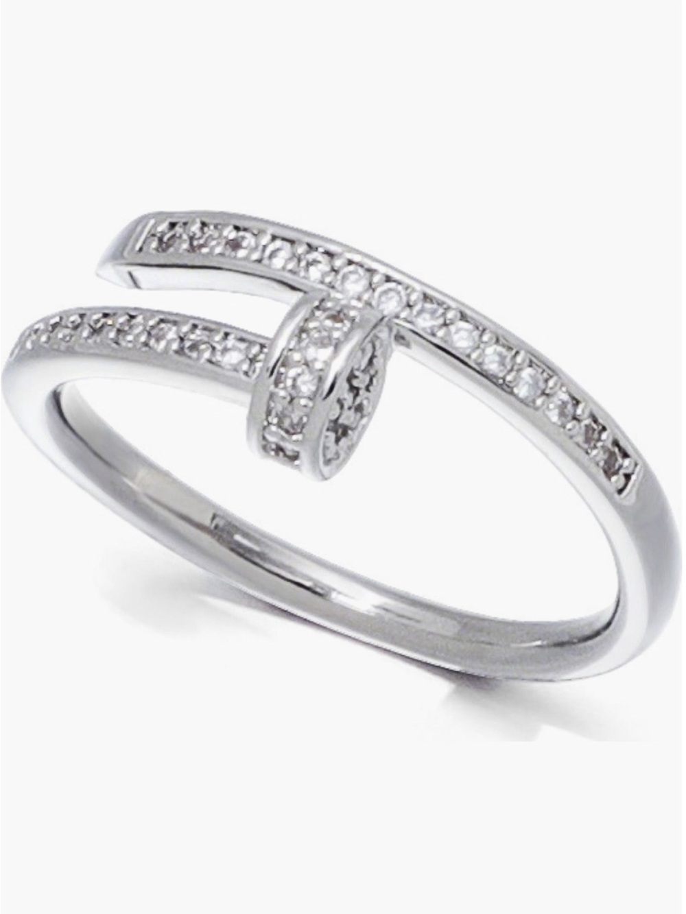 Pavé Knot Accent Ring in Silver
